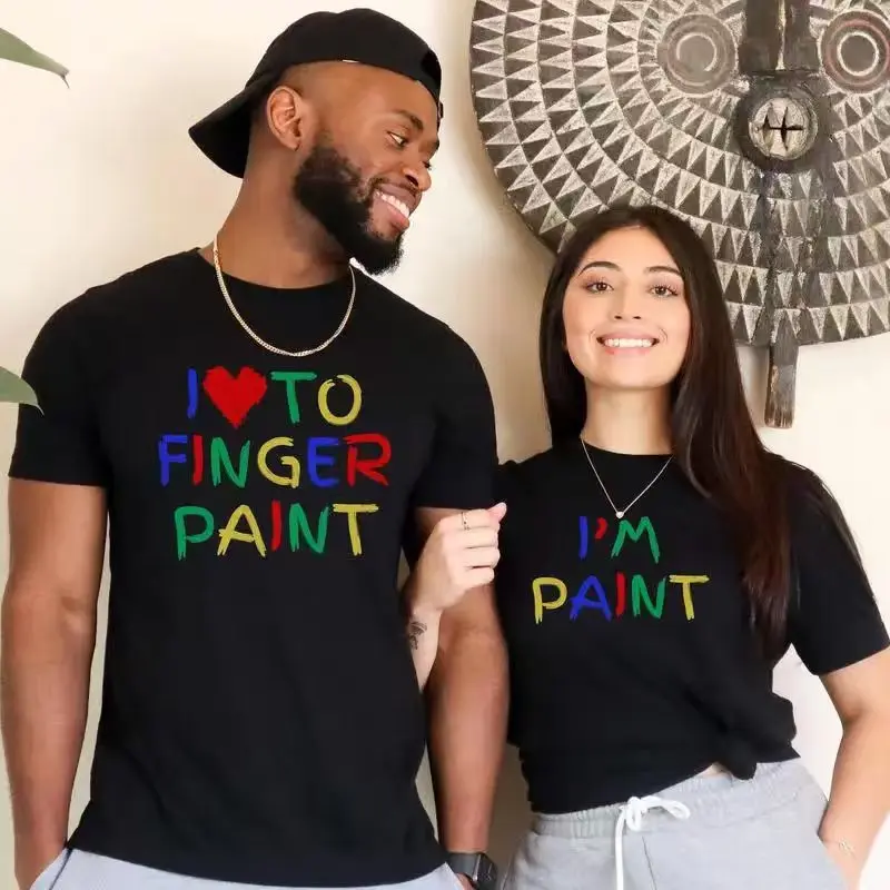 Lirae Funny Couples Matching Shirts I Love To Finger Paint I'm The Painter Funny Husband Wife Shirts Valentine Matching Couple Tees Unique Design for Couples Anniversary Gift