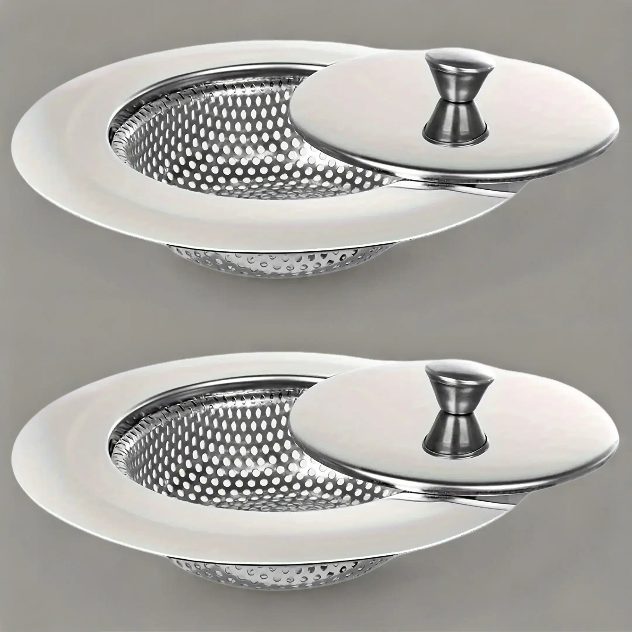 Stainless Steel Kitchen Sink Drain Filter with Lid, Vegetable Wash Basin & Floor Drain Mesh, Kitchen Sink Accessories