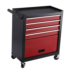 Four drawer rolling toolbox, tool cart with 4 wheels and drawers, large capacity detachable mobile tool storage cabinet for workshops, garages, maintenance rooms, and mechanics