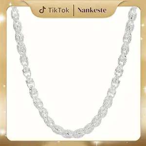 925  Silver Rope Chain Lobster Clasp 5mm Silver Chain for Men Women silver plated Necklace Chain,Elegant Jewelry Gift for Everyday Wear and Festive