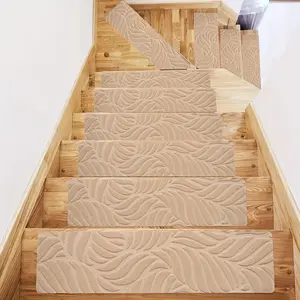 10pcs Stair Step Pads Tpr Self-Adhesive Non-Slip Mats, Reusable Dustproof Washable Velvet Pressed Floor Mats, Durable Home Decor