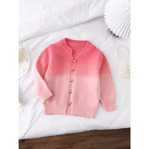 Girls' Korean Fashion Cute Style Gradient Casual Cardigan Sweater Top, Perfect for Outdoor, Sweater for Girls, Sweater for Teenager, Sweater for Teens, Knit