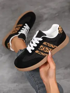 Women's New Arrival Spring 2026 College Style Versatile Comfortable Sports Shoes Leopard Print Casual Sneakers