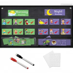 Visual Schedule Board Set for Kids & Families, Includes 20 Cards, 6 Cards, 2 Dry Erase Pens, Perfect for Classroom & Home Use, Homeschool Planner, Weekly Planner