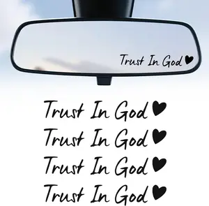 4PCS Car Decals,Vinyl Decorative Rearview Mirror Sticker,Trust in God Mirror Decoration,Car Stickers and Decals,Cute Car Decor for Women,Car Accessories