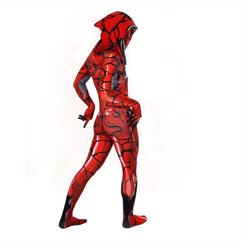 Sexy Ghost Red Spider Costume Gewen Women Halloween Lady Bodysuit with headmask, zipper suit Cosplay Womenswear