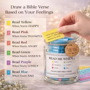Read Me When Bible Verse Jar – 90+ Color-Coded Scripture Cards for Daily Encouragement, Prayer & Spiritual Comfort, Christian Gifts for Women, Mom & Mother’s Day