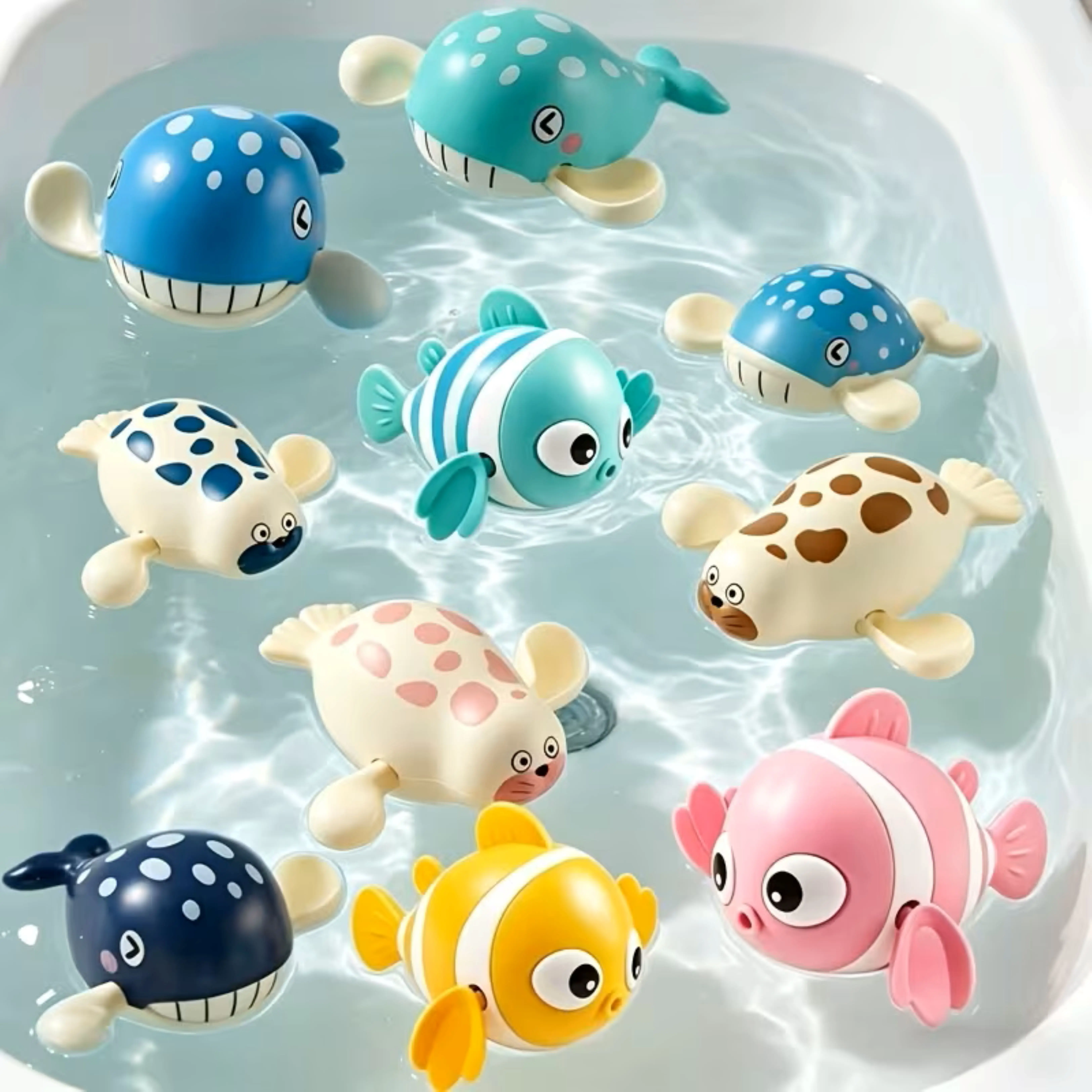 6-Piece Children's Wind-Up Bath Toys, Fine Motor Skills Exercise Toy, Kids' Bath Time Favorite Fun Early Development Toddler