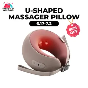 CINCOM U-Shaped Neck Massager Pillow(Mocha Coffee) for Cervical Support, with Soothing Heat & Kneading, 360° Memory Foam Support, Cordless, Rechargeable & Portable, Perfect Gift for Black Friday, Thanksgiving, Christmas, Birthdays & More