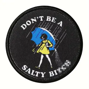 Round Girl Pattern Embroidery Design Patch, Funny Quote Patch for Hats, Backpacks, Vests, Jackets, Jeans, Sewing Accessories
