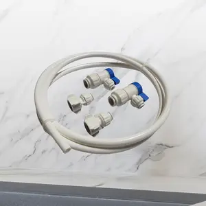 Metpure Faucet Water Supply Angle Shut Off Valve Push Fit Quick Connect Kit With 3/8" OD PEX and 1/2" FIP Adapter (5' PEX Tubing)