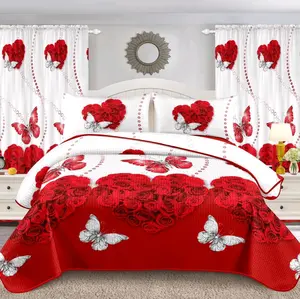 $69.00 LUXURY 5 PCS BEDDING QUILT SETS KING SIZE WHITE red ×red