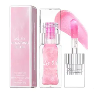 2024 New Boss Up Color Changing Lip Oil PH，Warm Change Glitter Lip Gloss，Upgraded Magic Big Brush Color Changing Lip Oil，Long Lasting Nourishing Lip Glow Oil Non-sticky Primer Lip Tint Crystal Glossy Lipstick Makeup Compact Smooth