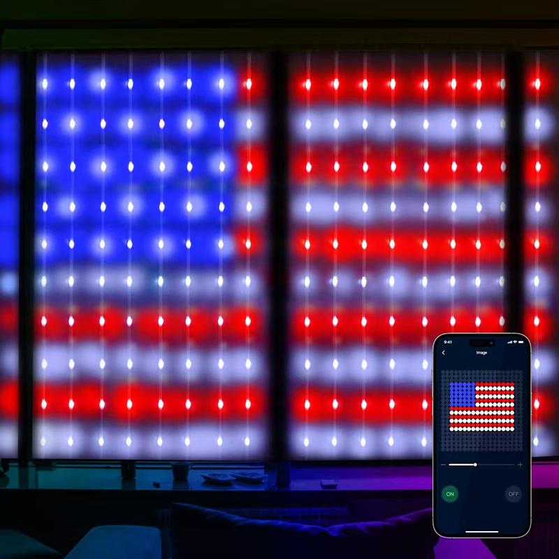 Smart LED Curtain Lights, Color Changing Wall Lights, Dynamic DIY Curtain String Lights for Bedroom Living Room Backdrop Decor Christmas Halloween Parties, 400 RGB LEDs