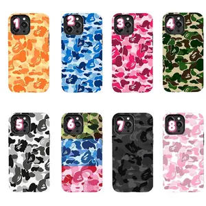 Bape Protective Camo Streetwear Phone Case Suitable for iPhone 17/16/15/14/13/12/11 Pro Max/Plus and Samsung Galaxy S23FE/22/23 Impact Resistant Hard Case with Impact Dispersion Technology & Flexible Rubber Liner Glossy Finish UV Protected 2-Piece Design