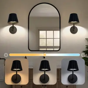 Modern Wireless Wall Light, Dimmable Wall Lamp with Remote Control, Rechargeable Battery, 3 Color Modes, Matte Surface, Indoor Recessed Lighting, Modern Mood Lighting