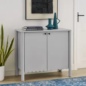 Emmeline 35" 2-Door Scalloped Sideboard Cabinet in Light Gray