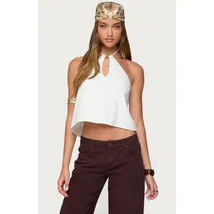 Edikted Women's Oliviana Linen Look Halter Top