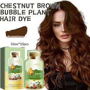 Natural Plant Hair Dye, New Botanical Bubble Hair Dye 30ml 10Packs/Box, Chestnut Brown, Pure Plant Extract for Grey Hair Color Bubble Dye, Color Conditioner Shampoo