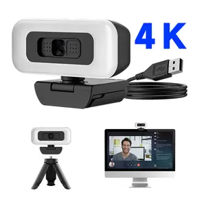 4K Full HD Webcam,USB Web Camera,Fast Autofocus,Streaming Camera with Built-in Mics&Light,Plug & Play Webcam with Privacy Cover,3-Mode Adjustable Fill Light,,360° Rotation,Streaming Camera,PC Laptop Gaming Accessories,Push-Pull Switch,Compact & Portable
