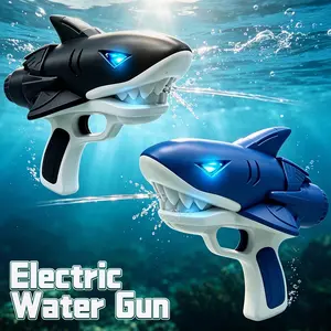 Glowing LED Shark Electric Water Sprayer Full Auto Water Outlet Mode, Long Range High Pressure Water Squirt Ejector, Durable Summer Water Game Supply For Outdoor Sport Activity And Seaside Entertainment