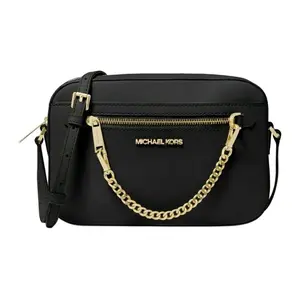 Michael Kors Jet Set Leather Camera Bag with Chain Strap for Women in Black