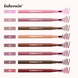 Lakerain Matte Lip Contour Lip Stain, 2 Counts Longlasting Waterproof Lip Liner, Highly Pigmented Lip Tint, Smudge-Proof Lip Glaze, Non-Drying & Non-Greasy, Precision Lip Liner & Gradient Lips, Portable for Daily Makeup & Travel, 8 Shade for All Skin Tone