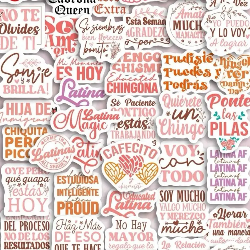 Latina Motivation Quotes Sticker Pack 48pcs Latina Calcomanías Motivación 48 piezas