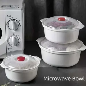 2/4/6pcs Microwaveable Bowl Set, Round Food-Grade PP5 Soup Bowls with Lids, Steamer Basket, And Steaming Box. Food Heats In Just 1-3 Minutes. Enjoy Gourmet Kitchen Meals with Ease