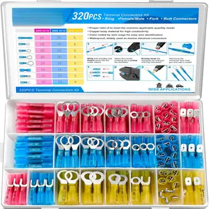 320PCS Heat Shrink Wire Connectors Kit Electrical Waterproof Crimp Terminals Insulated for Automotive Marine Boat Truck with Rings