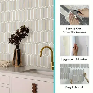 New 10 Pcs Large Hexagon Patterned Peel and Stick Wall Tiles - Ultra-Light, Thin, Matte, Self-Adhesive, Reusable, and Easy to Install for Living Room, RV, and Ceramic Surfaces - Contemporary Geometric Design, Single Use, and Multi-Surface Compatibilit