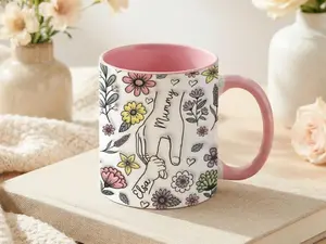 [Mother's Day Collection - Sale Up To 40%] Mom Personalized Accent Mug with Kids Names, Custom Mommy Coffee Cup, Birthday Gift for Mom, Mothers Day Gift Idea