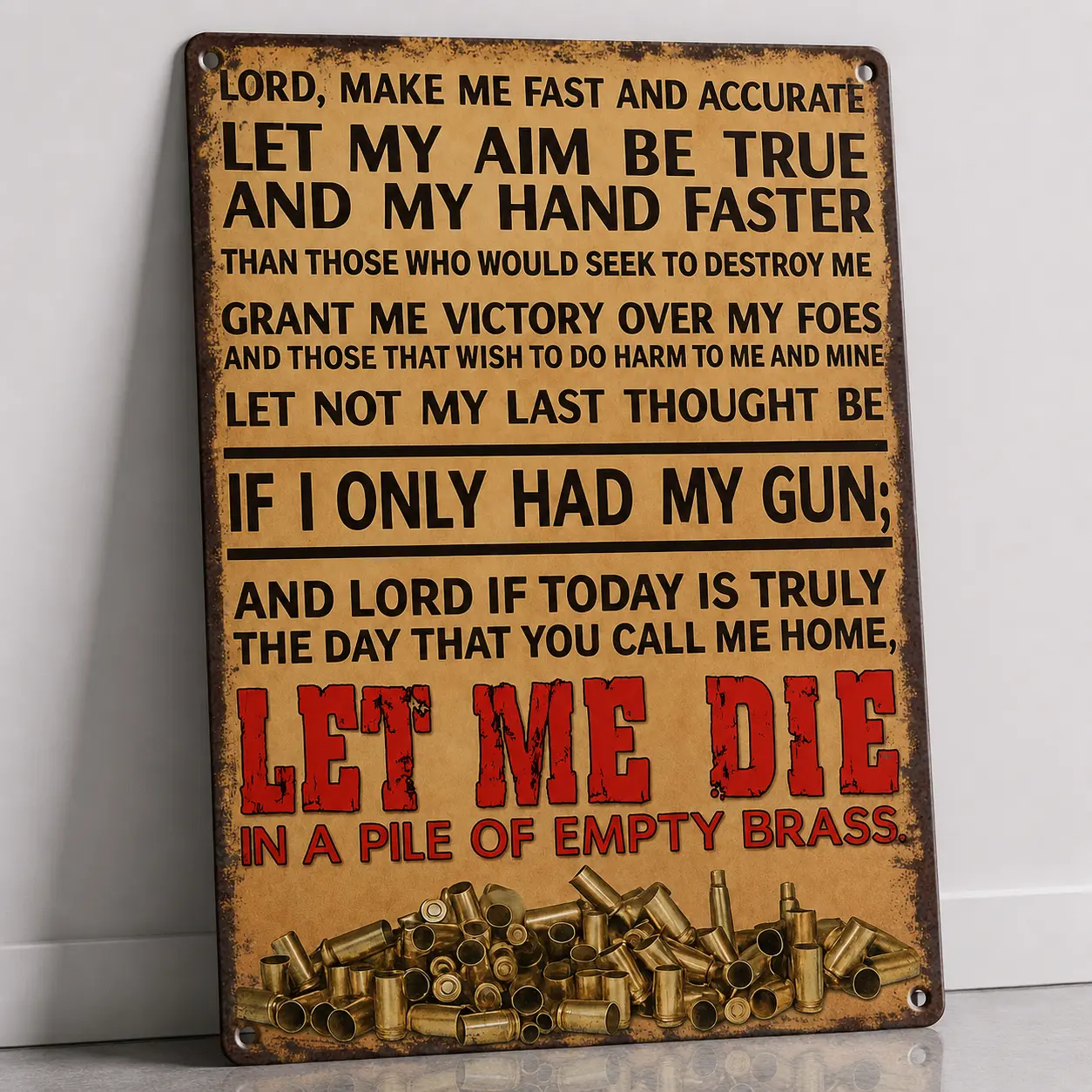 8x12 in Vintage Aluminium Rectangle Metal Tin Sign, Rifleman's Prayer Design, Retro Wall Decor Ideas, Gun Safe Room Decor, Cool Veteran Gift for Man Cave (Home Supplies Plaques & Signs)
