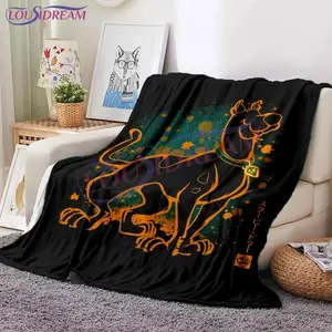 Halloween 3D Cartoon Print Scoob Blanket Warm Plush Pet Dog Cozy Home Throw Blanket for Bed Sofa Couch Lightweight Kids Gifts