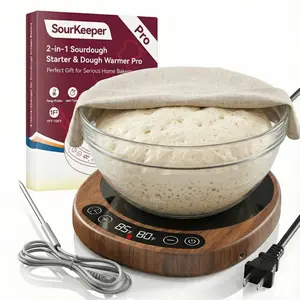 2-in-1 Sourdough Starter Warmer Home Baking Tools, 2026 Upgrade Larger Heating Plate Dough Temp Probe 1°F Control 70-110°F 24H Timer Real-Time Monitoring for Beginner Bakers Walmut Bakeware