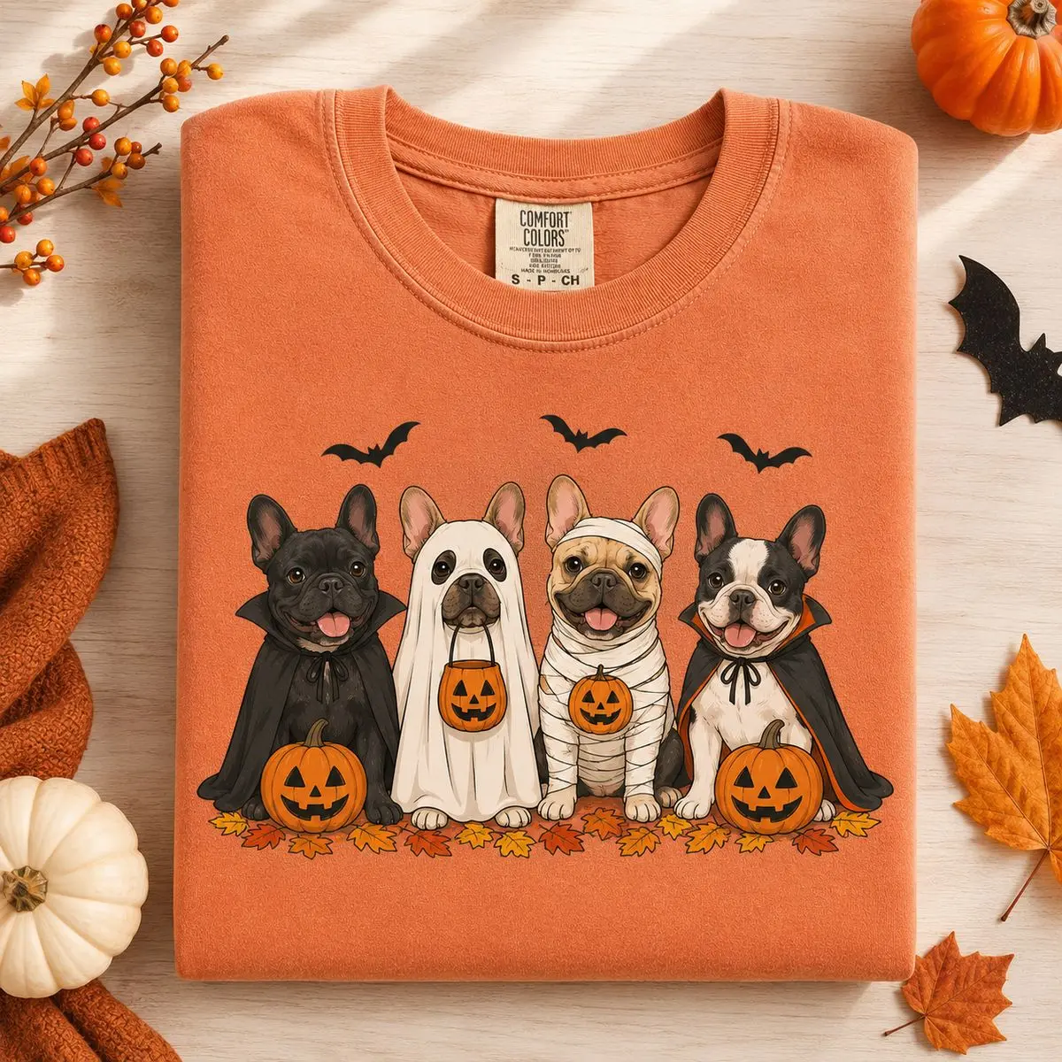 French Bulldog Halloween Comfort Colors Shirt, French Bulldog Halloween Shirt, Halloween French Bulldog Tee, Cute Spooky Dog Shirt For Women, Fall T Shirt