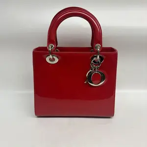 Pre-owned Patent Crossbody Bags Christian Dior Lady Dior Handbag Leather Red Silver Hardware