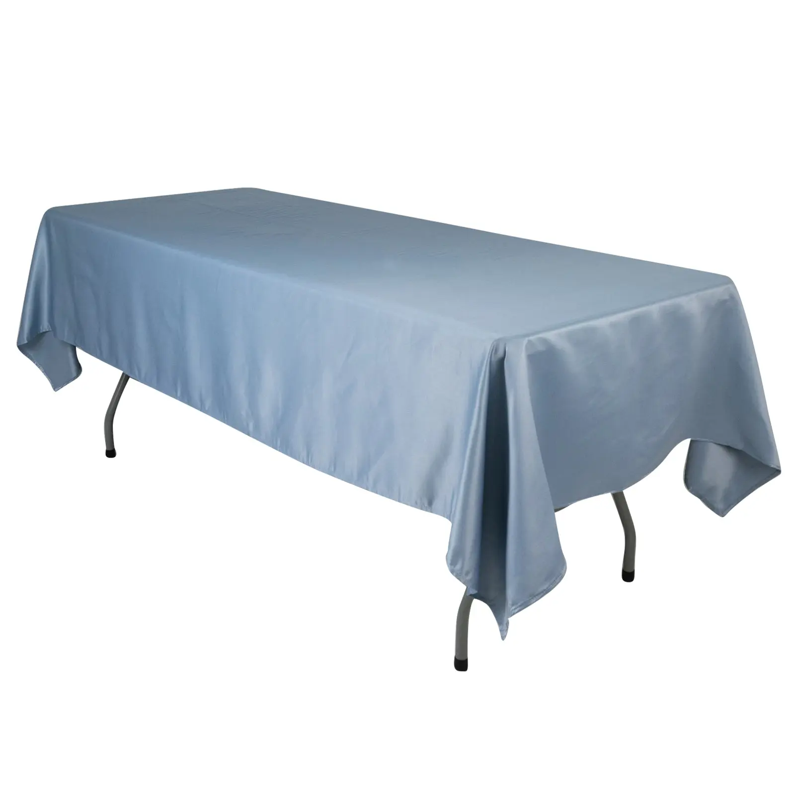 Lamour Satin 60"x102" Rectangle Tablecloth Dusty Blue - Durable & Silky Soft Feel Table Cover, Polyester