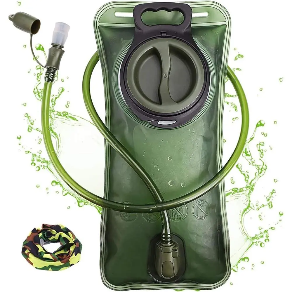 Multi-Size Hydration Bladder (1.5L/2L/3L) - Pressure-Tested, Leakproof, BPA-Free Water Reservoir with 40" Quick-Release Long Tube, Portable for Hiking, Running; Includes 2L Water Bladder (Military Green, Blue), Backpack-Compatible, 1.5L Water Bladder - Mi