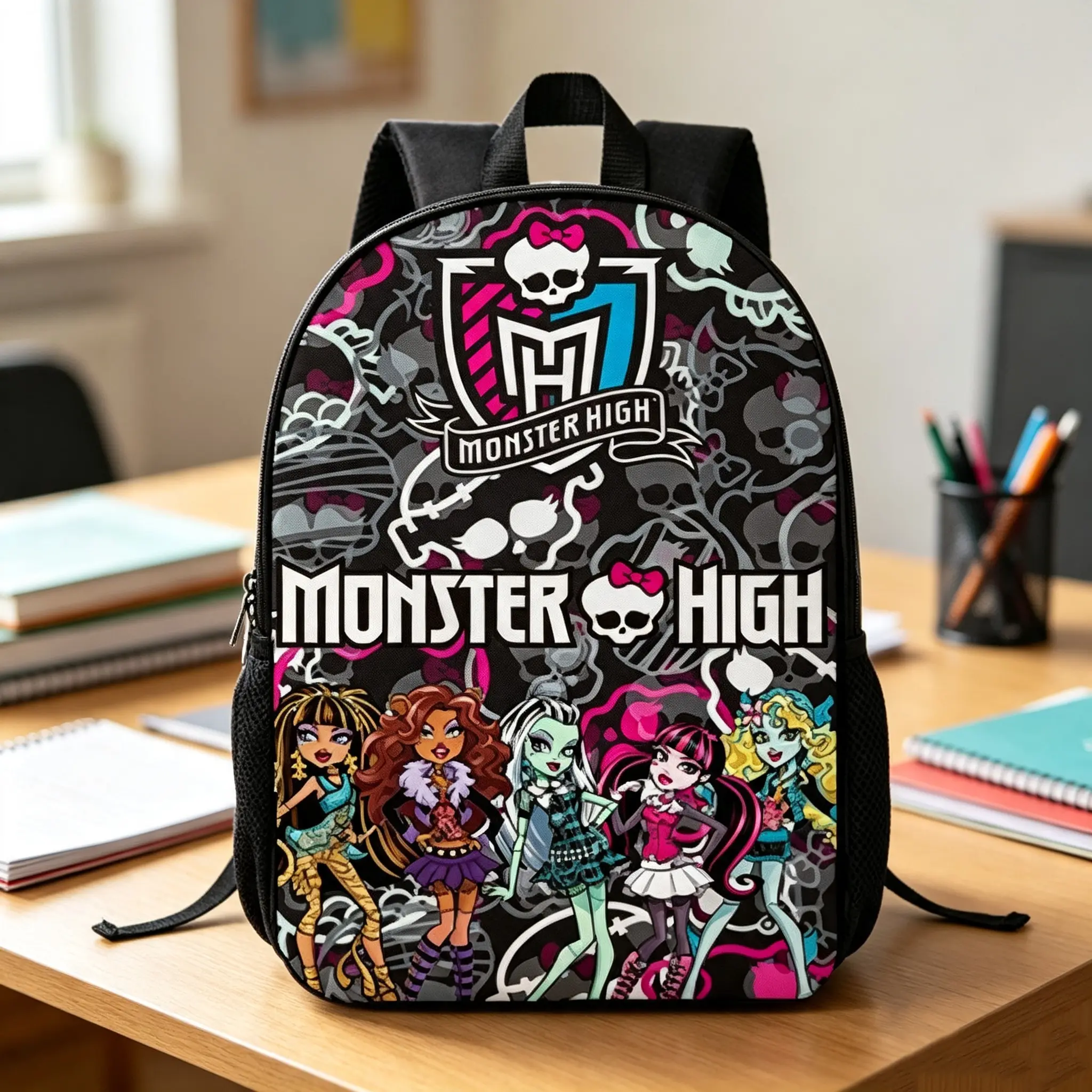 Monster High Cute Theme Leisure Bag, suitable for daily and work use, is a thoughtful gift for friends and children, with a large capacity backpack