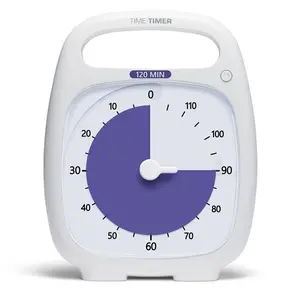 212 MAIN Time Timer Plus 120-Minute High Contrast Timer - White, Portable Size, Pause Function, Reduced Packaging, Ideal for Kids