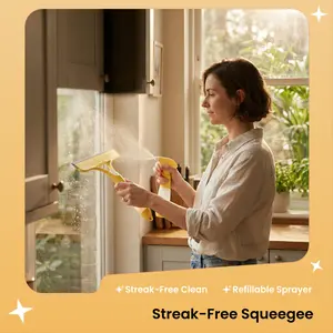 3-in-1 Glass Squeegee with Built-In Refillable Sprayer No Streaks Fast Easy Window Mirror Tile Cleaning Tool for Home Surfaces glass  squeegee