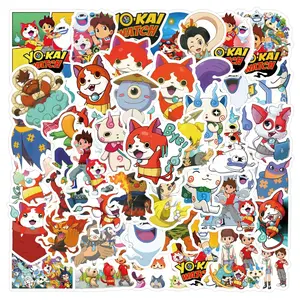 60 Sheets Yokai Watch Monster Clock Cartoon Graffiti Stickers, Waterproof Car Luggage Cup Stickers, Fun Decorative Accessories