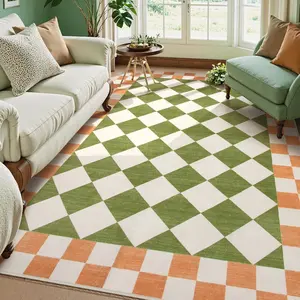 Checkered Carpet for Living Room, Non-Slip Bedroom Rug, Soft Comfortable Sofa Coffee Table Mat, Home Decorative Rug, Christmas Gift