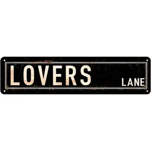 Lovers Lane Vintage Metal Street Sign 4x16 Inch, Aesthetic Grunge Wall Decor, Coquette Downtown Girl Bedroom Art, Home Decoration Apartment Accessories