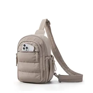 Small Sling Bag for Women, Puffer Crossbody Bag Purses Hobo Handbag Fanny Packs for Travel Hiking