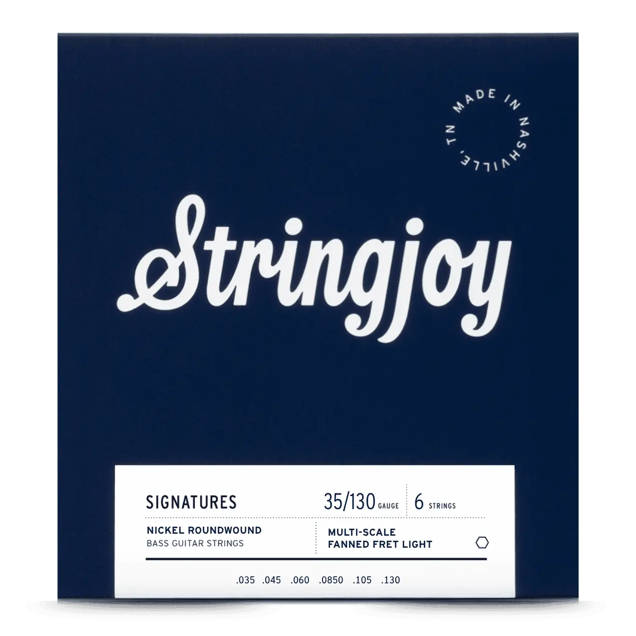 Stringjoy 30-130 Fanned Fret 6 String Light Gauge Signatures - Nickel Wound Bass Guitar Strings