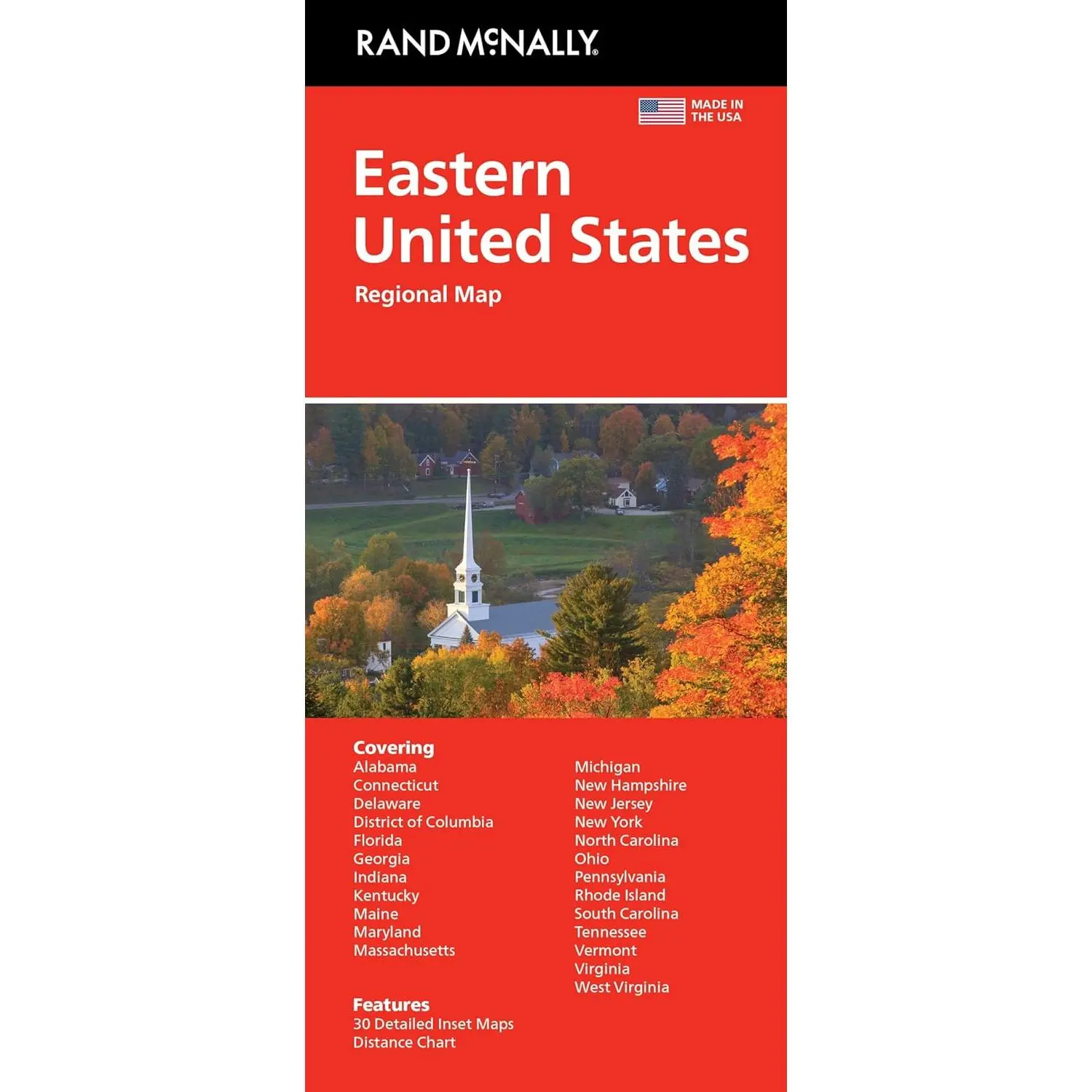 Rand McNally Travel Map - Eastern United States, Single Page, Includes Airports, County Boundaries, Major City Detail Maps, Easy Legend, Detailed Index