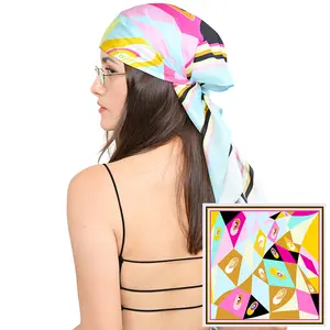 Luxury Geometric Silk Scarf - 100% Mulberry Silk with 14mm Twill Weave, Designer-inspired Fashion Accessory