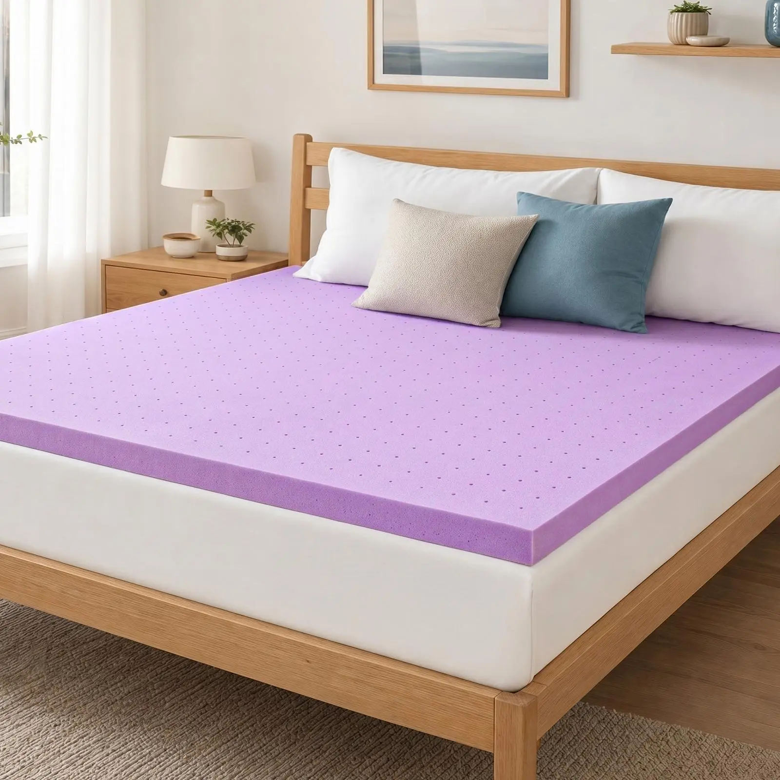 Sweetcrispy Outlet Multi-Size Cooling Memory Foam Mattress Topper - Gel Ventilated, Soft Pressure Relief Bed Pad for Bedroom Use